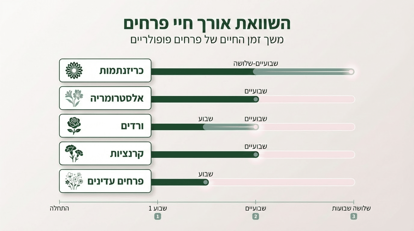 השוואה בין סוגי פרחים שונים