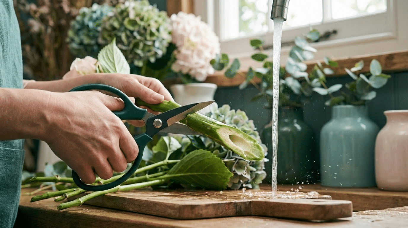 חיתוך גבעולים בזווית אלכסונית