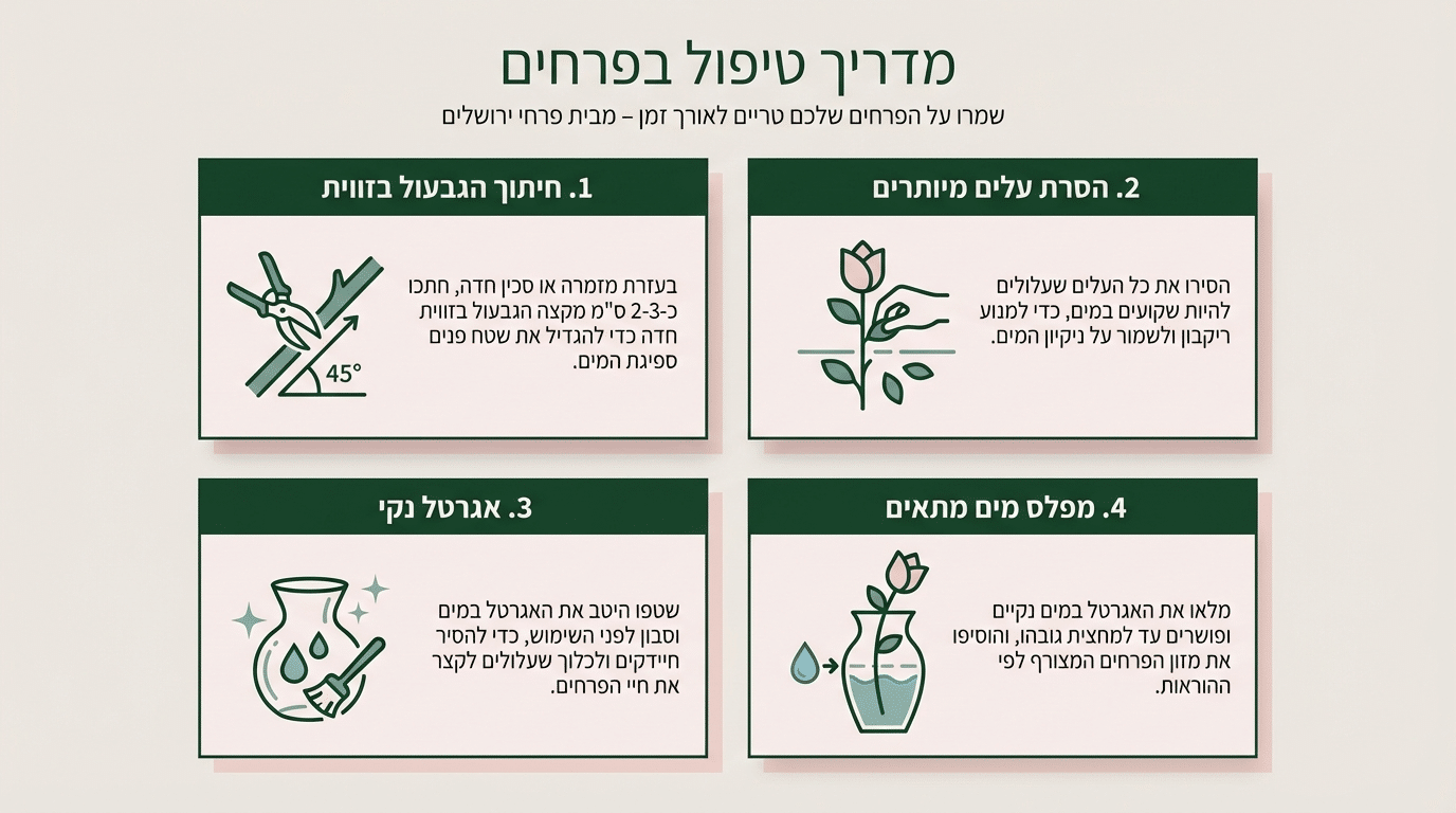 מדריך להארכת חיי פרחים באגרטל