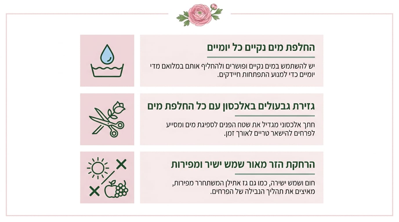 טיפים לשימור פרחים ורודים ולהארכת חיי הזר