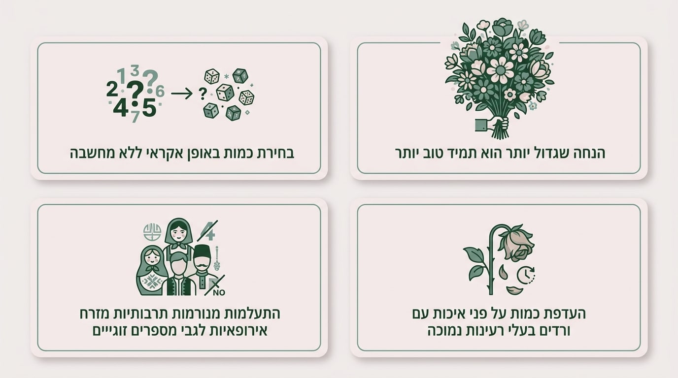 טעויות נפוצות בבחירת מספר הוורדים לזר