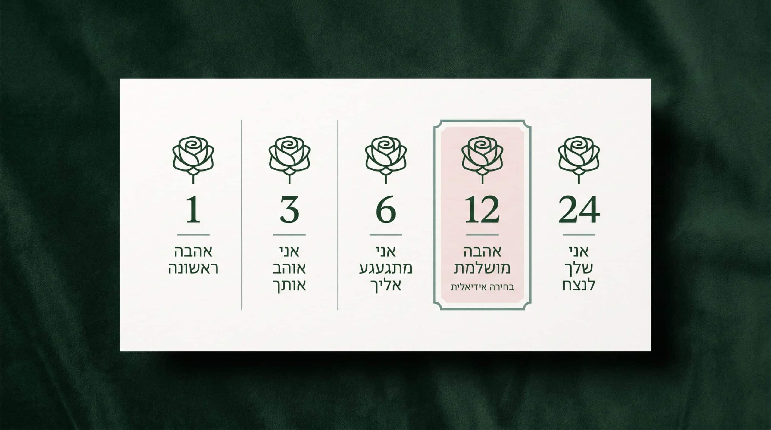 השוואה בין 12 ורדים לכמויות אחרות של ורדים ומשמעויותיהן
