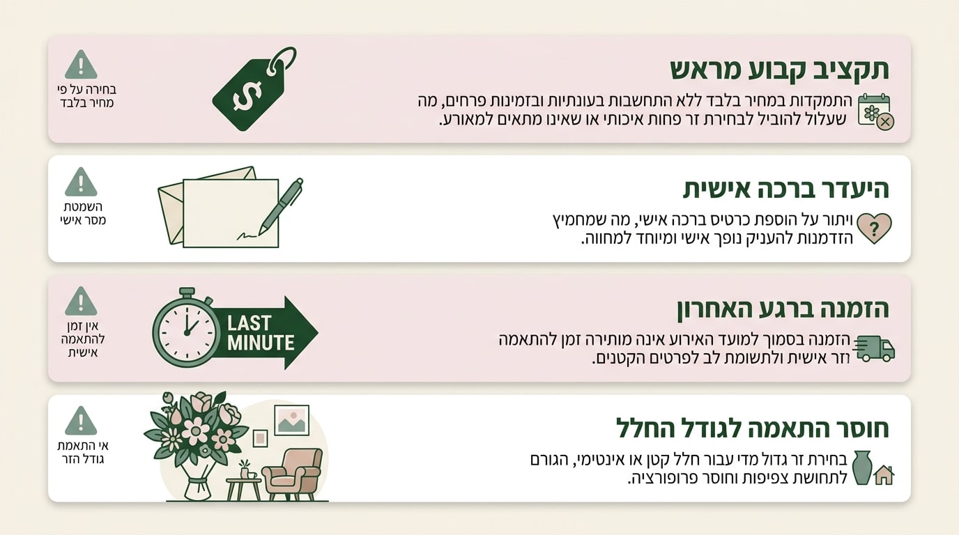 טעויות נפוצות בהזמנת זר פרחים ליום הולדת