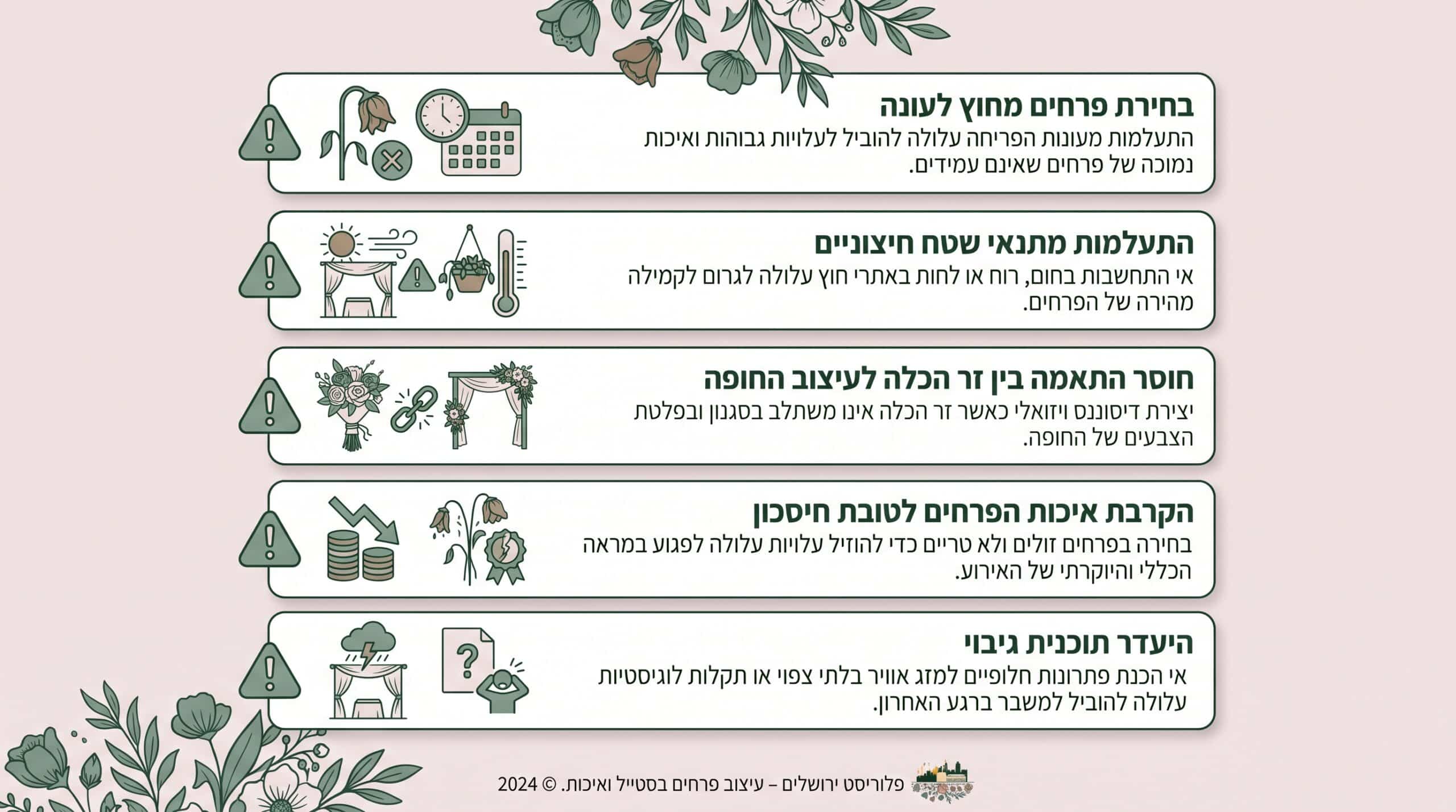 טעויות נפוצות בעיצוב פרחי חופה ואיך להימנע מהן