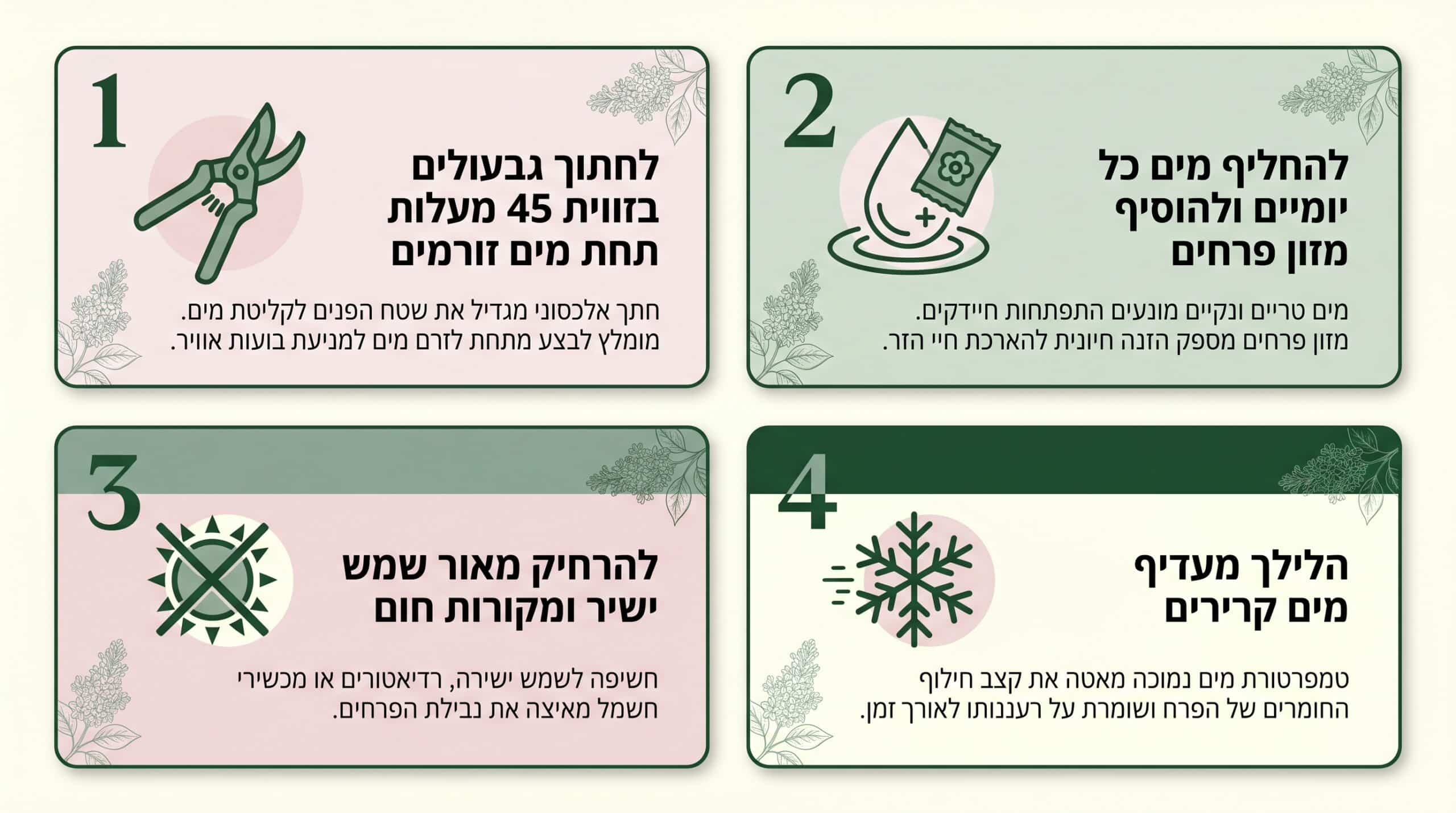 טיפים לשמירה על זר לילך טרי בבית