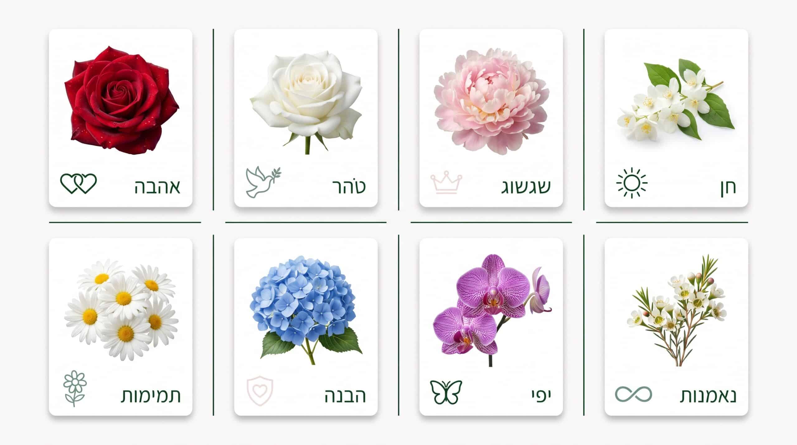 טבלת סמליות פרחים נפוצים בחופה