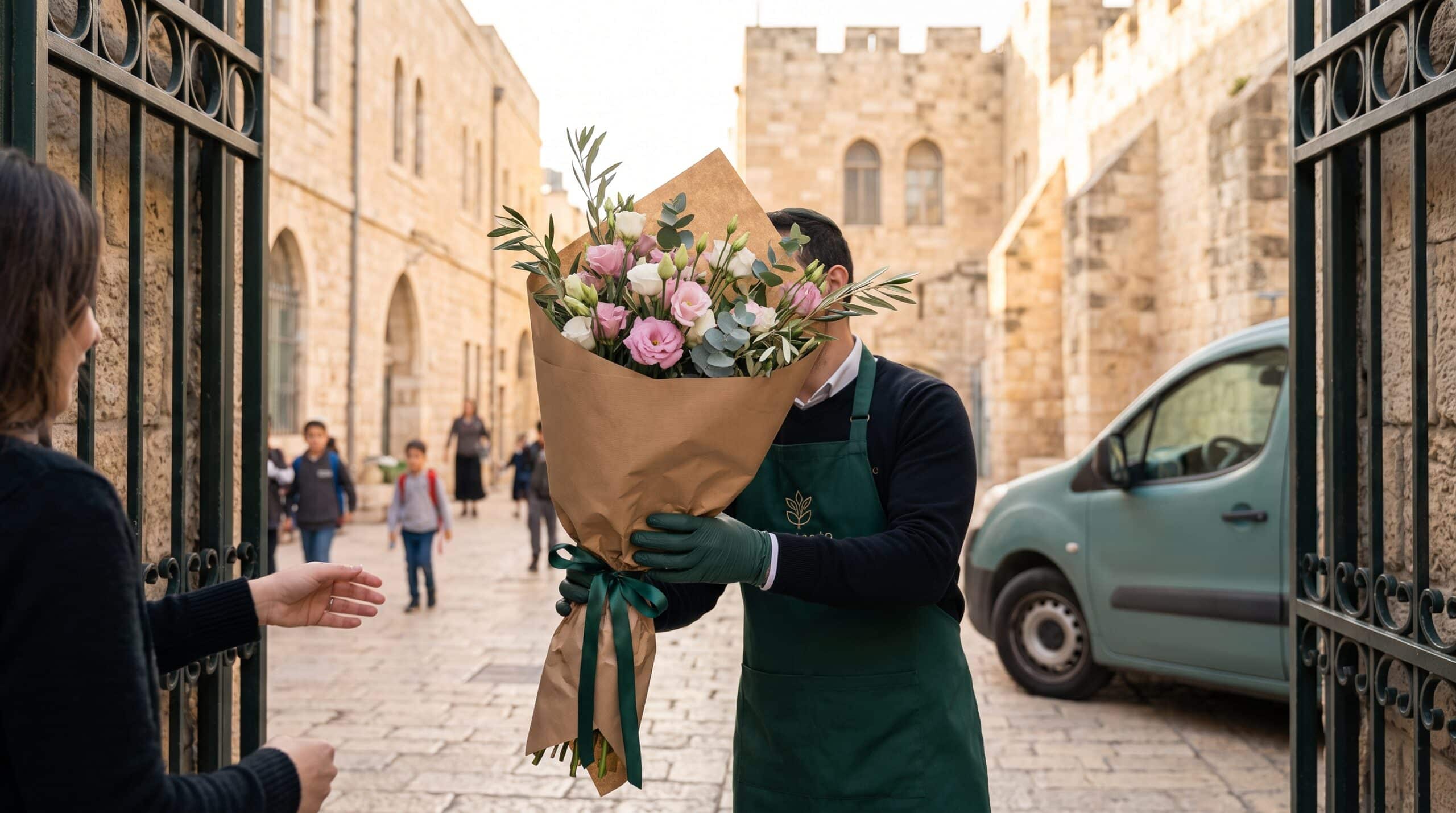 כרטיס ברכה לצד זר פרחים