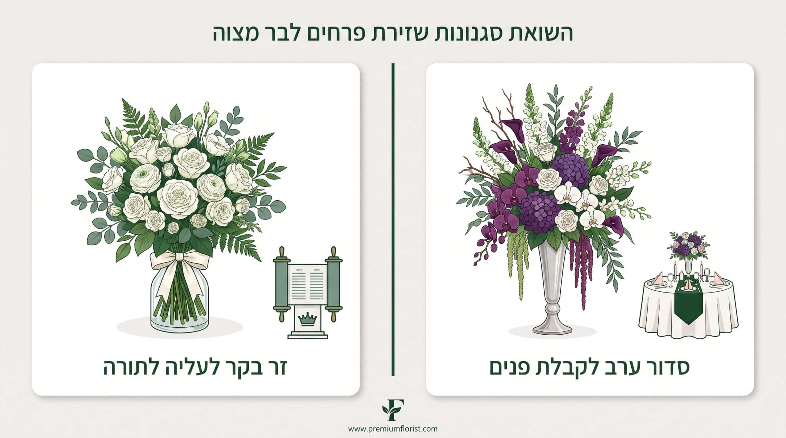דוגמה לזר פרחים לבר מצווה
