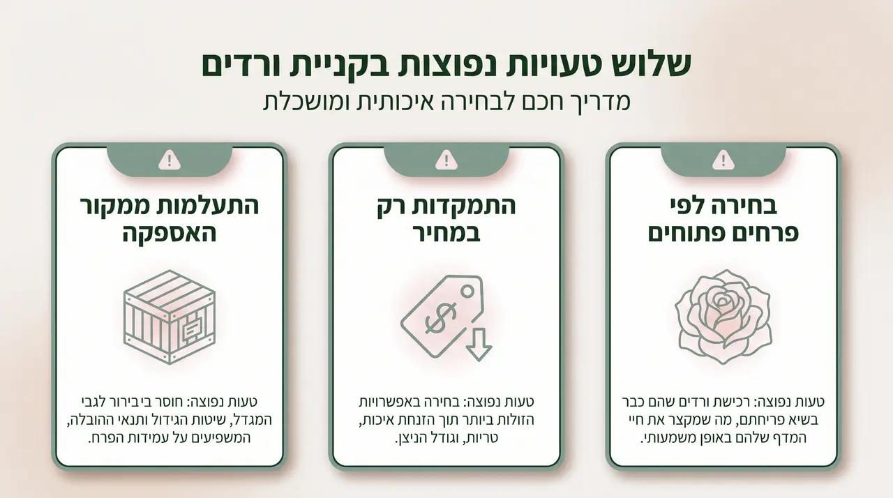טעויות נפוצות בבחירת ורדים