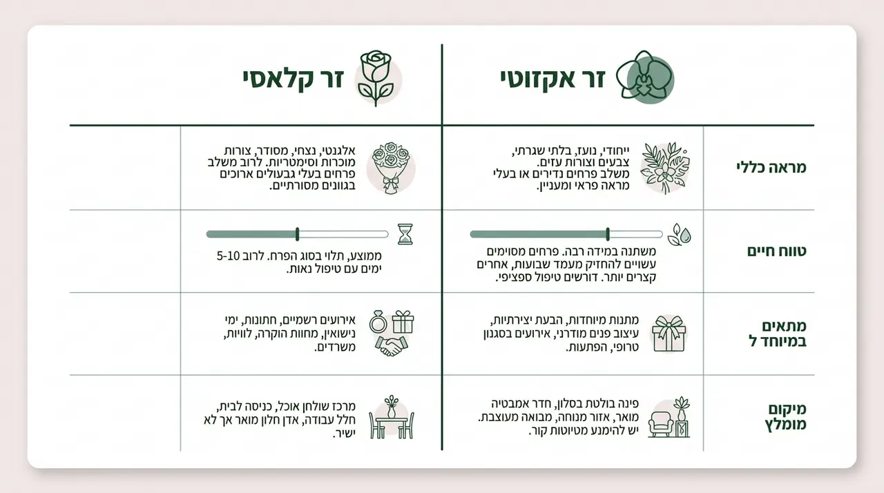 השוואה בין זר אקזוטי לזר קלאסי