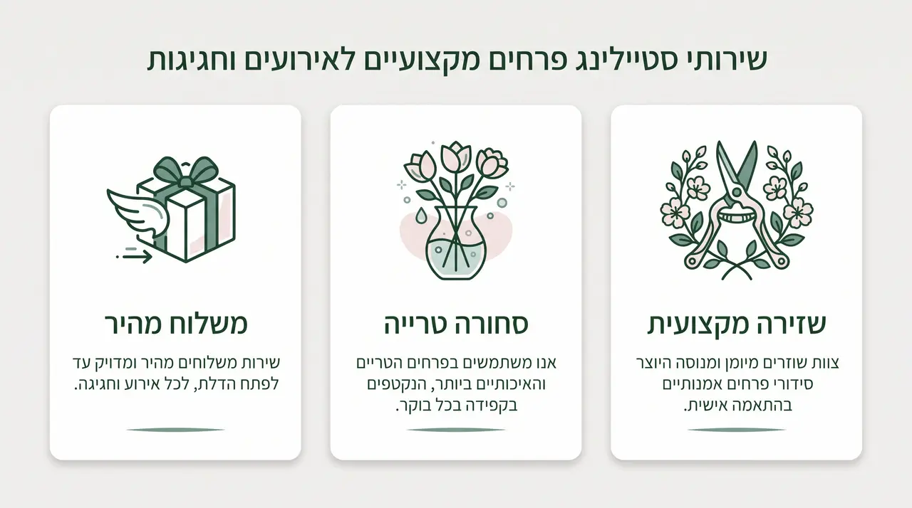 התאמת סידור פרחים מקצועי לחלל ולאירוע